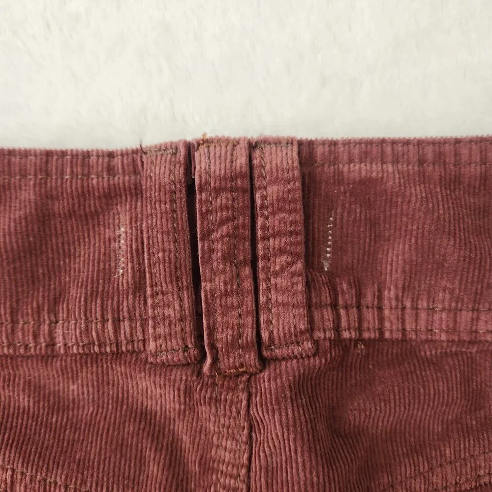 Free People‎ Joanie Brown Corduroy Skirt Size 26 Button Front Mini Cargo Grunge
